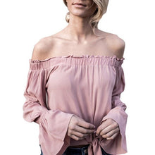 Camisetas mujer  Women Long Sleeve Off The Shoulder Casual Blouse Top Shirts Femme Black White  women blouses #43 SM6