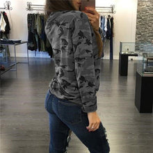 Camouflage Sexy Deep Lace Up V Neck t-shirt  New Fashion Woman T shirts Plus Size Full Sleeve BandageTops Tee 72684 SM6