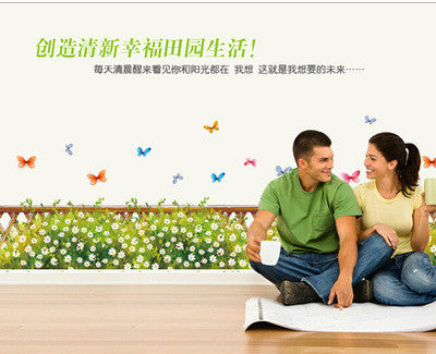 Can remove the transparent film The fence flowers and plants The line that play a base household adornment wall stickers SM6