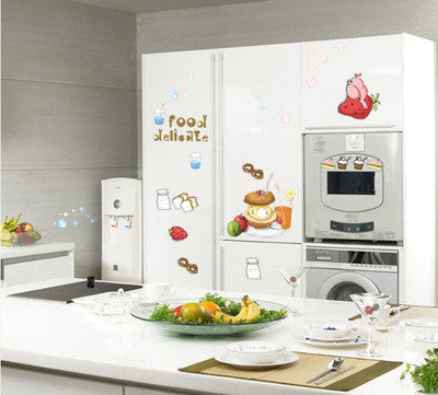 Can remove the wall stick a milk cup creative cartoon ambry kitchen decorative refrigerator dining-room wall stickers SM6