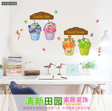Can remove the wall stick foreign trade stickers cartoon room decoration sweet lucky flower pot stickers SM6