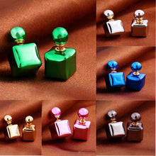 C y Double Sided Earings Square Seal Ball Ear Studs Elegant Crystal Jewelry SM6