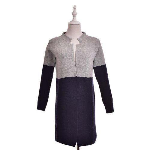 Cardigan Women Plus Size Long Patchwork Thick Wool Sweater SM6