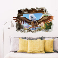 Cartoon Eagle Hawk Througn Wall Decoration Wall Stickers For Kids Rooms Wall Decals 3d effect Mural Poster SM6