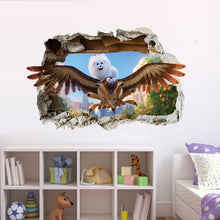 Cartoon Eagle Hawk Througn Wall Decoration Wall Stickers For Kids Rooms Wall Decals 3d effect Mural Poster SM6