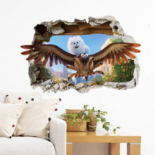 Cartoon Eagle Hawk Througn Wall Decoration Wall Stickers For Kids Rooms Wall Decals 3d effect Mural Poster SM6