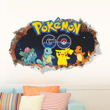 Cartoon Games Pokemon Go Wall Stickers Broken Wall Wall Decals Bedroom Children Room Decoration Poster Mural Children Gift SM6