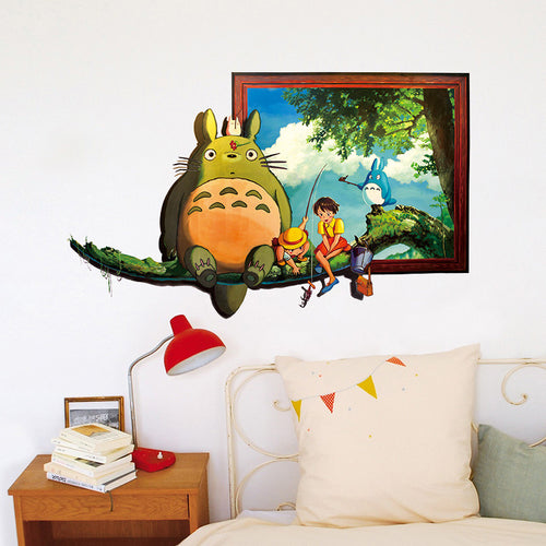 Cartoon Hayao Figure Totoro Series Cat Wall Stickers For Kids Rooms Wall Decals Poster Room Kids Room Poster Mural SM6