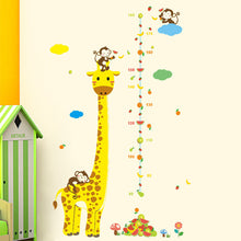 Cartoon Height Measure Wall Stickers For Kids Rooms Giraffe Monkey Height Chart Ruler Wall Decals Nursery Home Decor SM6