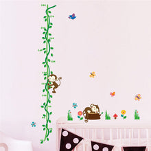 Cartoon Sleeping Monkeys Height Measure Wall Stickers For Kids Rooms Tree Birds Flower butterfly Height chart Nursery Home Decor SM6
