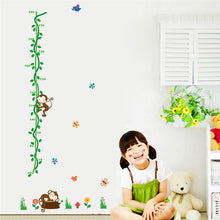 Cartoon Sleeping Monkeys Height Measure Wall Stickers For Kids Rooms Tree Birds Flower butterfly Height chart Nursery Home Decor SM6