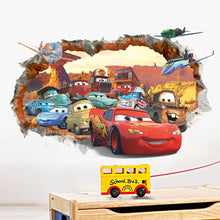 Cartoon Through The Brick Pixar Car Wall Sticker For Kids Rooms Wall Art Decal Mural Bedroom Wallpaper Home Decor Boy's Gift SM6