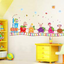 Cartoon animal small train sitting room bedroom home decoration wall stickers on the wall SM6