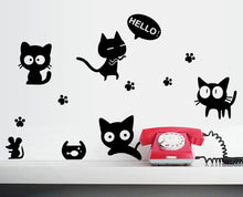 Cartoon black cat cute DIY Vinyl wall stickers For Kids Rooms Home Decor Art Decals 3D Wallpaper decoration adesivo de parede SM6