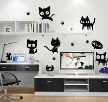 Cartoon black cat cute DIY Vinyl wall stickers For Kids Rooms Home Decor Art Decals 3D Wallpaper decoration adesivo de parede SM6