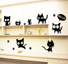 Cartoon black cat cute DIY Vinyl wall stickers For Kids Rooms Home Decor Art Decals 3D Wallpaper decoration adesivo de parede SM6