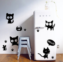 Cartoon black cat cute DIY Vinyl wall stickers For Kids Rooms Home Decor Art Decals 3D Wallpaper decoration adesivo de parede SM6