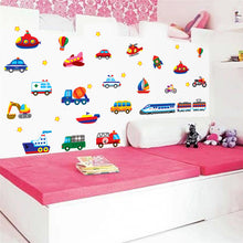 Cartoon car aircraft ship DIY Vinyl wall stickers For Kids Rooms Home Decor Art Decals 3D Wallpaper decoration adesivo de parede SM6