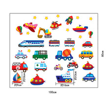 Cartoon car aircraft ship DIY Vinyl wall stickers For Kids Rooms Home Decor Art Decals 3D Wallpaper decoration adesivo de parede SM6