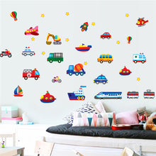 Cartoon car aircraft ship DIY Vinyl wall stickers For Kids Rooms Home Decor Art Decals 3D Wallpaper decoration adesivo de parede SM6