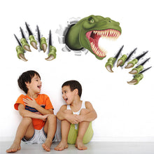 Cartoon dinosaur through wall stickers for kids room bedroom decor animal 3D effect brocken wall home decal poster children toy SM6