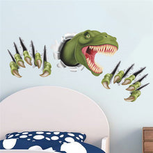 Cartoon dinosaur through wall stickers for kids room bedroom decor animal 3D effect brocken wall home decal poster children toy SM6
