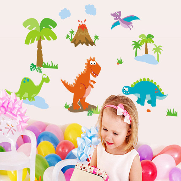 Cartoon dinosaur up on the wall of children room decorate household adornment wall stickers SM6