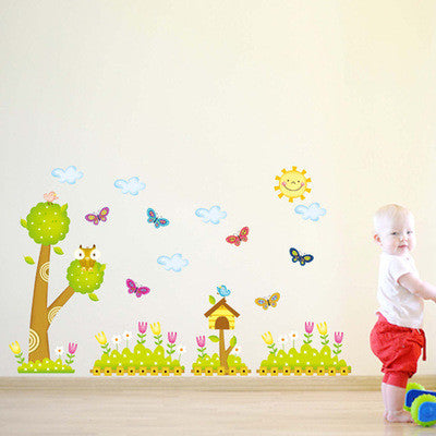 Cartoon forests and trees owl the household adornment of children room wall stickers on the wall SM6