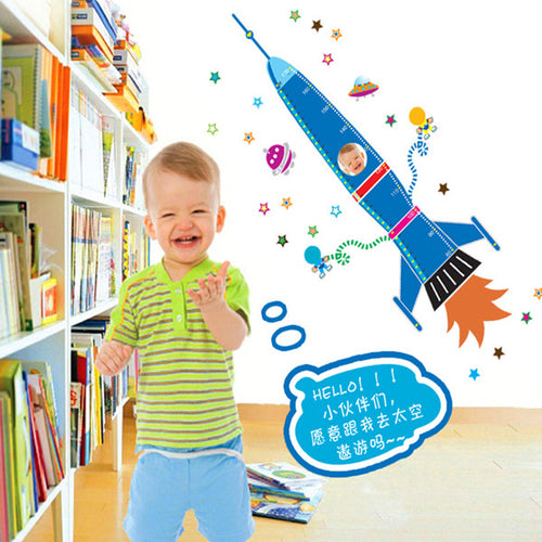 Cartoon rocket background of children bedroom decorate household adornment wall stickers SM6