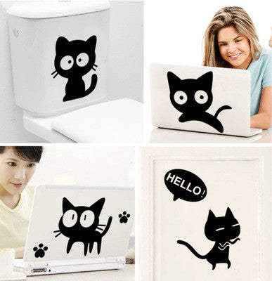 Cartoon zwarte kat leuke diy vinyl muurstickers voor kinderen kamers home decor art decals 3d behang decoratie adesivo de parede SM6