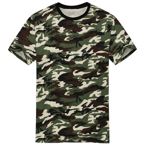 Casual Camouflage T-shirt Men Cotton Army Tactical Combat Military Camo Camp Fashion Tee Shirt Homme SM6