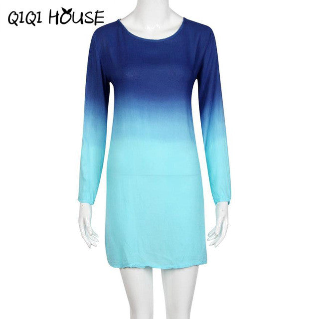 Casual Dress Gradient Candy Color Long Sleeve Loose Dress Autumn Basic Shirtwear Vestidos Casuales De Mujer#C822 SM6