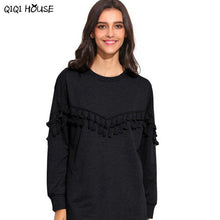 Casual Dress Long Sleeve Tassel Black Drop Sweatshirt Dress 2016 Fashion Autumn Outwear Vestido Casual#D831 SM6
