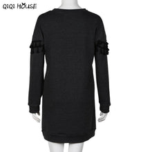 Casual Dress Long Sleeve Tassel Black Drop Sweatshirt Dress 2016 Fashion Autumn Outwear Vestido Casual#D831 SM6