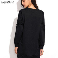 Casual Dress Long Sleeve Tassel Black Drop Sweatshirt Dress 2016 Fashion Autumn Outwear Vestido Casual#D831 SM6