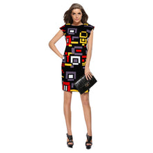 Casual Dress Short Sleeve Printing Geometric Office Dress Roupas Femininas Roupas#B712 SM6