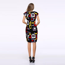 Casual Dress Short Sleeve Printing Geometric Office Dress Roupas Femininas Roupas#B712 SM6