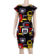 Casual Dress Short Sleeve Printing Geometric Office Dress Roupas Femininas Roupas#B712 SM6