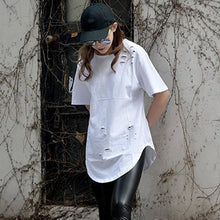 Casual Loose Hole T Shirt Women Hip Hop  harajuku Short Sleeve T Shirt American European Apperel  Camiseta Mujer #63 SM6