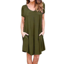Casual Loose Pocket Dress Women Fashion Ladies Pullover Short Sleeve O-Neck Short Mini T Shirt Dress vestidos verano  #418 SM6