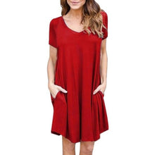 Casual Loose Pocket Dress Women Fashion Ladies Pullover Short Sleeve O-Neck Short Mini T Shirt Dress vestidos verano  #418 SM6
