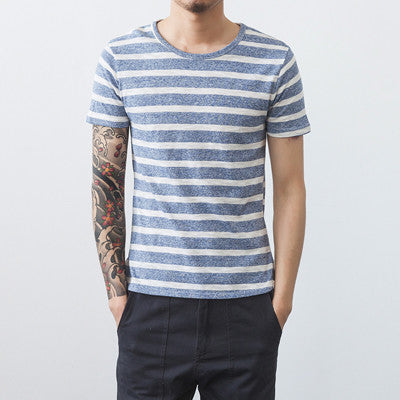 Casual Men T Shirts Slim Fits Men Stripped T SHIRTS Cotton Men T Shirts Soft M-XXL SM6