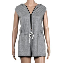 Casual Summer Playsuit Loose Hoodies Fitness Women Jumpsuit Zipper Sleeveless Sexy One Piece Outfits For Women#212 SM6