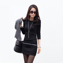 Casual Women Ladies OL Office Dress Rhinestone O Neck Long Sleeve Party Mini Dresses Bodycon Dress Vestidos SM6