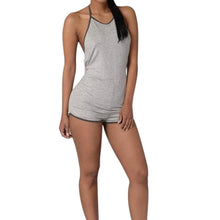 Casual Women Backless Playsuit Sexy Lady Halter Sleeveless Catsuit Women's Short Beach Jumpsuits Rompers Plus Size S-XL 2 Color SM6