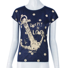 Casual Women Slim T-Shirts 2016 Fashion Anchor Letters Printed Shirts Tops Womens Summer Short Sleeve Tee Tops Blusas Femininas SM6