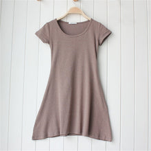 Casual Women Dress Cozy Cotton Solid Slim O Neck Short Sleeve T-shirt Mini Dresses SM6