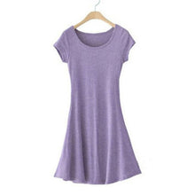 Casual Women Dress Cozy Cotton Solid Slim O Neck Short Sleeve T-shirt Mini Dresses SM6