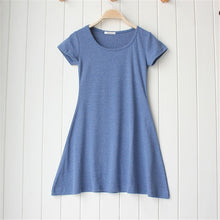 Casual Women Dress Cozy Cotton Solid Slim O Neck Short Sleeve T-shirt Mini Dresses SM6