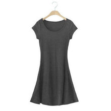 Casual Women Dress Cozy Cotton Solid Slim O Neck Short Sleeve T-shirt Mini Dresses SM6